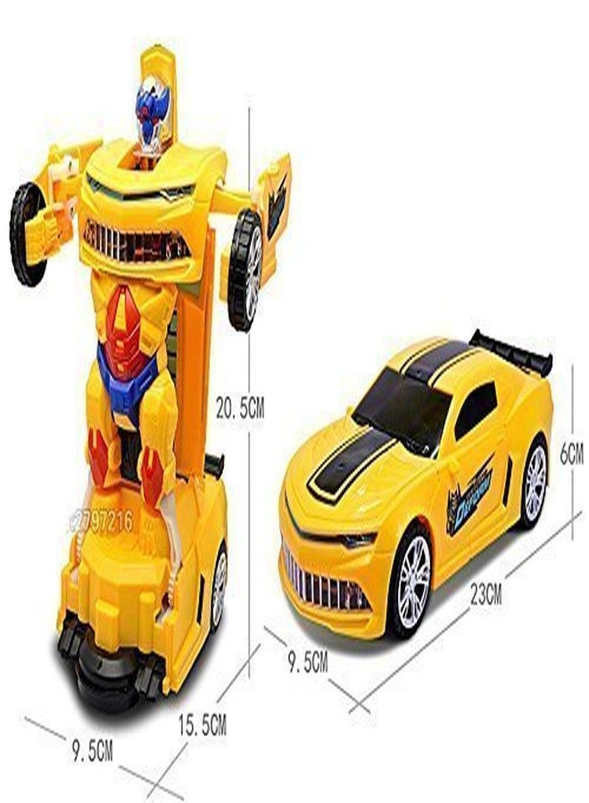 Vakra® 2 in 1 Transforming Robot Car Toy for Kids | Automatic Convertible Car to Robot with Lights & Sound for Boys & Girls (Yellow) - Image 3